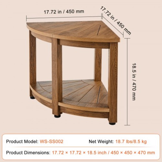 VEVOR Γωνιακό Σκαμπό Ντους, 47cm, Ψεύτικο Ξύλο, 159kg, Ανθεκτικό στο Νερό, με Ράφι Αποθήκευσης  CWDSL1775INCVD6RIV0