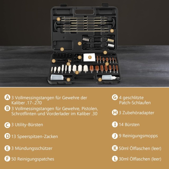 Costway Σετ Καθαρισμού Όπλων 107 τμχ, Καθολικό Μαύρο TH10045DK