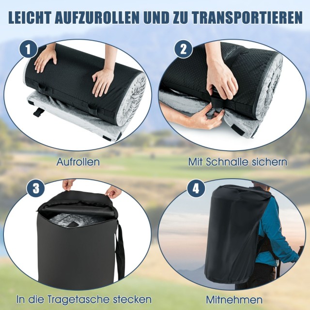 Costway  Άνετο και Πρακτικό Στρώμα Κάμπινγκ με Memory Foam και Αδιά...