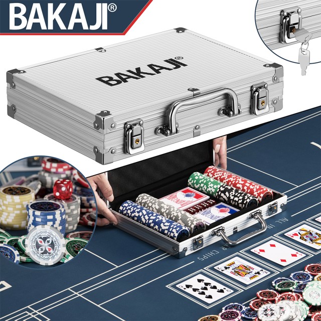 BAKAJI  Σετ Βαλιτσάκι Πόκερ 200 Μάρκες σε Αλουμίνιο 2 Τράπουλες Tex...