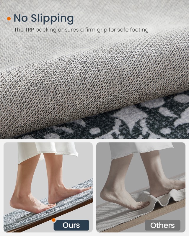 SONGMICS Στρογγυλό Χαλί Boho Στυλ Ανθρακί Γκρι 160x160cm TAR052G02