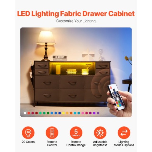 Συρταριέρα 10 Θέσεων με Ράφι, LED & Πρίζα 120 x 30 x 72 cm Μαύρο 3LZWCTJ6C4XCAPNEBV2 VEVOR