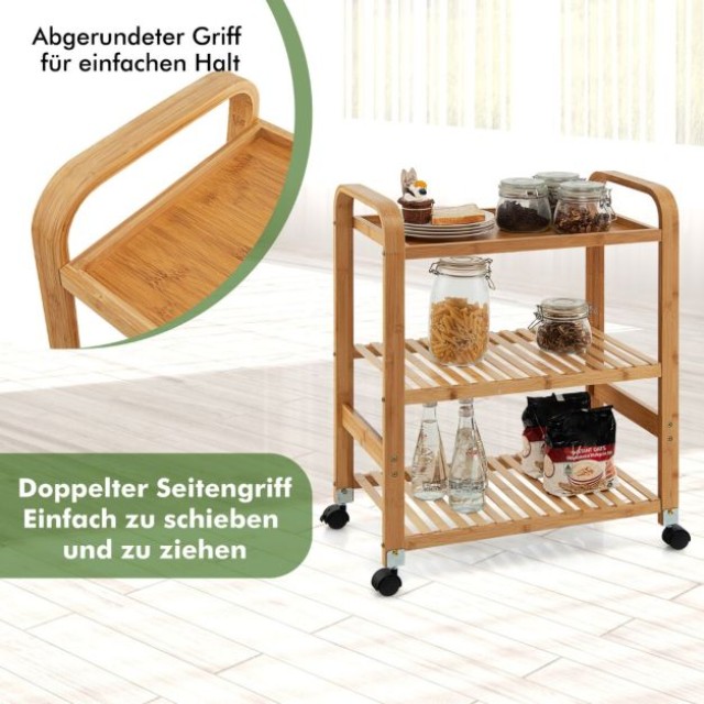 Τρόλεϊ Σερβιρίσματος από Μπαμπού 58 x 33 x 76 cm COSTWAY KC53797NA