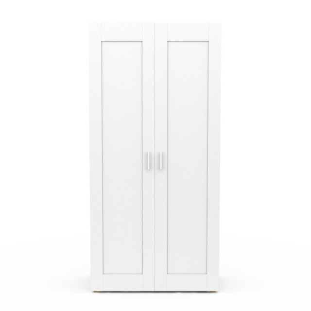 Δίφυλλη Ντουλάπα Marius με 2 Πόρτες 80 x 48 x 167 cm Λευκό & Ξύλο 30089638 Idomya