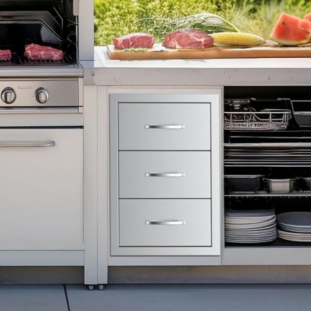 VEVOR Συρτάρια Εξωτερικής Κουζίνας Τριπλά BBQ 18.5x22.5x22.5 ZJCTJ1...