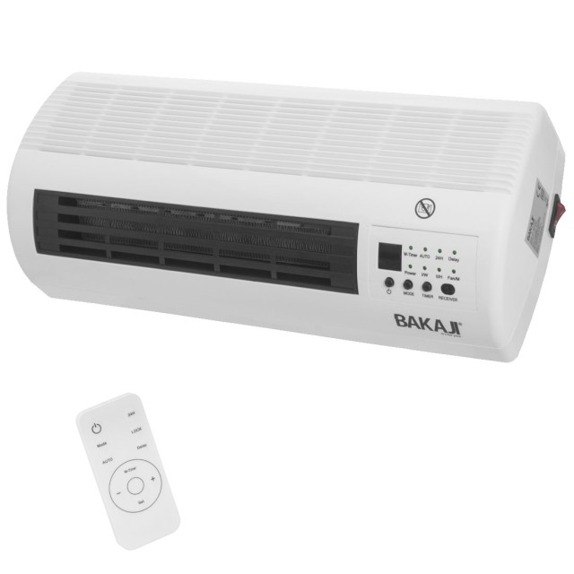 BAKAJI Ηλεκτρική Κεραμική Θερμάστρα Τοίχου 2000W με Χρονοδιακόπτη 2...