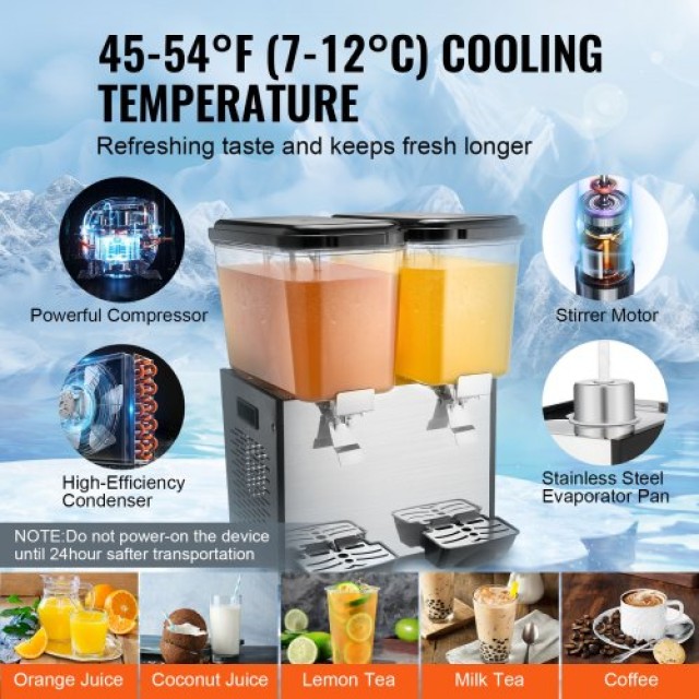 VEVOR  Εμπορικός Διανομέας Ποτών 18L x 2 Δεξαμενές Κρύου Χυμού SYYL...