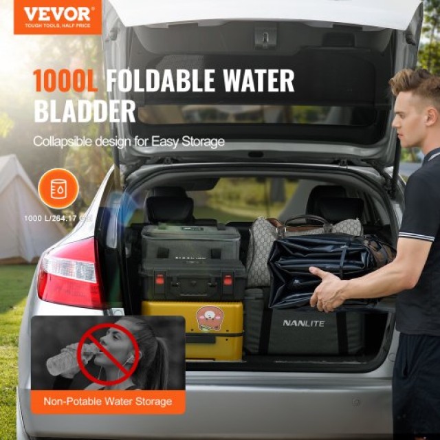 VEVOR Φορητή Δεξαμενή Νερού 1000L PVC Μαύρη Αναδιπλούμενη  CSDHSPVC...