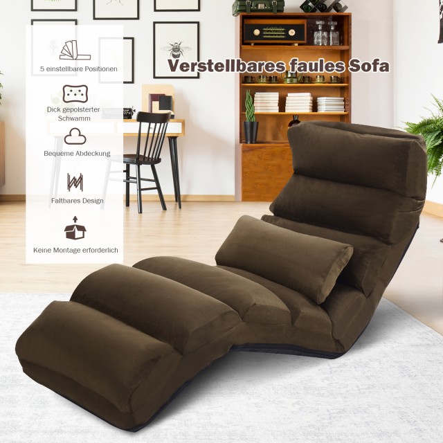 Costway  Πτυσσόμενη καρέκλα δαπέδου με πλάτη 175 x 55 x 20 cm Καφέ ...