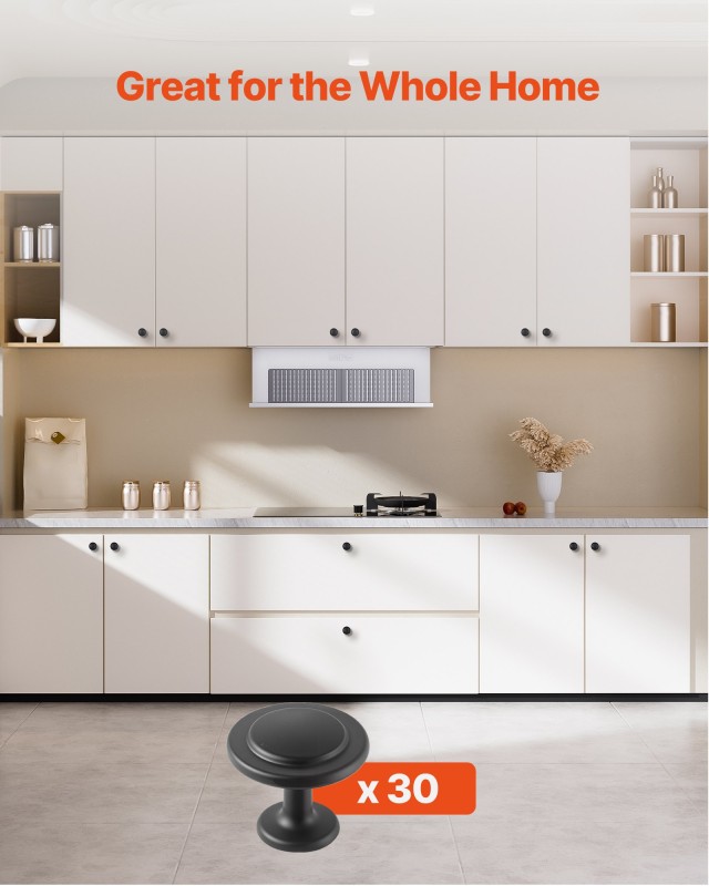 VEVOR Μανιτάρια Μαύρα Χερούλια Ντουλαπιών Ø31 x 27 mm - Σετ 30 τεμα...