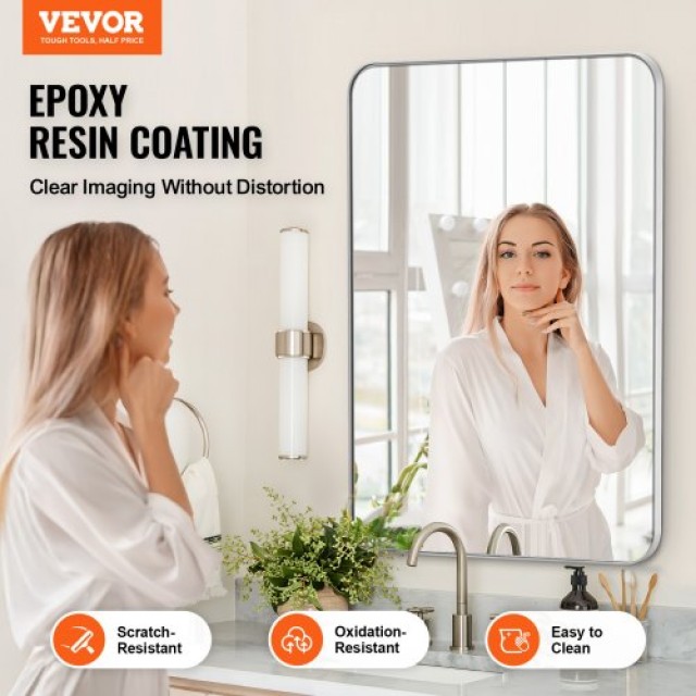 VEVOR  Τετράγωνος Καθρέφτης Τοίχου 22 x 30 με Πλαίσιο Αλουμινίου JXJ2230INCHBAT3WXV0