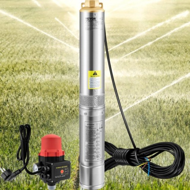 Υποβρύχια Αντλία VEVOR 550W, 50L/min, 89m, 20m Καλώδιο, Αυτόματος Δ...