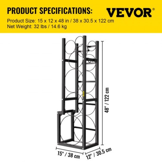 Ράφι Δεξαμενών Ψυκτικού VEVOR για 1x50lb, 2x30lb & 3 Μικρές Φιάλες, 48.5x15x11 ίντσες  QPJ1X50BJ2X30B001V0