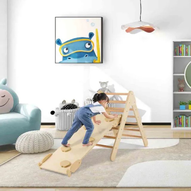 Costway Ξύλινη Τριγωνική Αναρριχητική Δομή με Ράμπα για Νηπιαγωγεία... Costway Ξύλινη Τριγωνική Αναρριχητική Δομή με Ράμπα για Νηπιαγωγεία...
