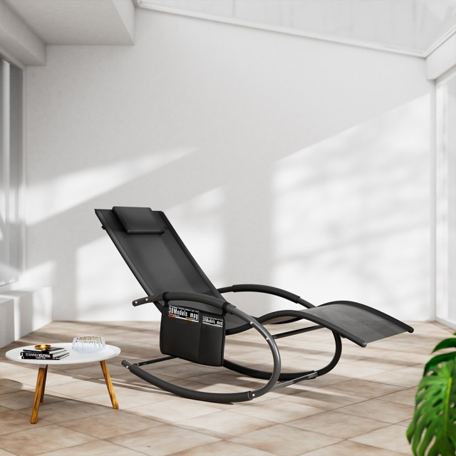 Κουνιστή Ξαπλώστρα Βαρύτητας Κήπου 160 x 65 x 90 cm Μαύρο 02842273 BAKAJI