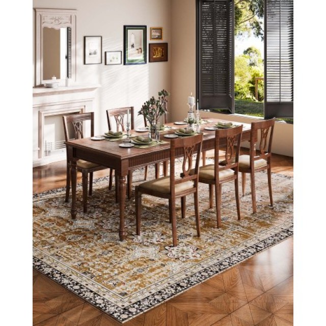VEVOR Μεγάλο Χαλί Αντιολισθητικό 9x12 ft Vintage Καφέ-Πράσινο Εσωτε...