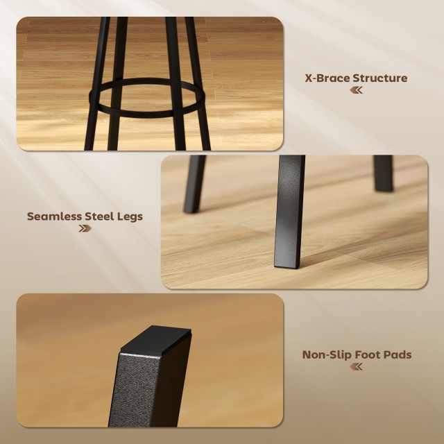 HOMCOM Σετ 2 Σκαμπό Μπαρ Βιομηχανικού Στυλ με Πλάτη, Κάθισμα από Συ...