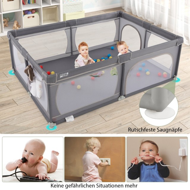 Costway Ασφαλές Παιδικό Πάρκο με Μπάλες και Δίπορτο Δίκτυο Αναπνοής...