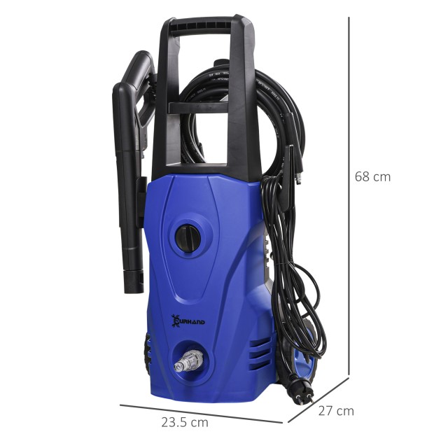 Durhand Πλυστικό Μηχάνημα Υψηλής Πίεσης 1600W με Ρυθμιζόμενο Ακροφύσιο και Σετ Καθαρισμού, 35x28x65 εκ., Μπλε και Μαύρο 845-865V90BU