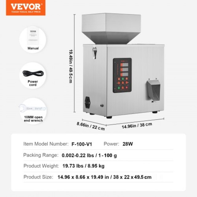 VEVOR  Αυτόματη Μηχανή Γεμίσματος Σκόνης 1-100g για Μπουκάλια & Σακούλες TSKLFZJBZD11IXNJOV2