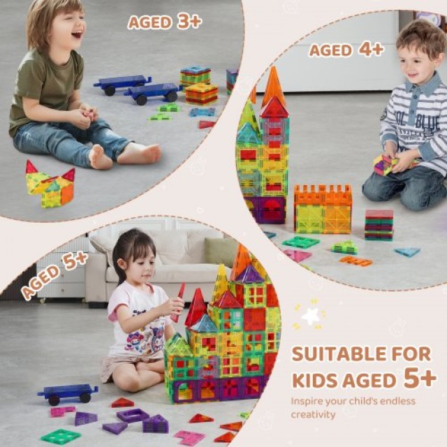 VEVOR  Μαγνητικά Πλακίδια Κατασκευής 180 Τεμ 3D για Παιδιά JZKCLPJM...