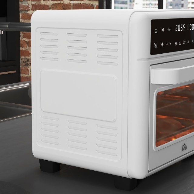 HOMCOM Ηλεκτρικός Φούρνος 1500W 13L με Λειτουργία Φριτέζας Αέρος 12 Προγράμματα και Ρυθμιζόμενη Θερμοκρασία Λευκό 800-171V90WT