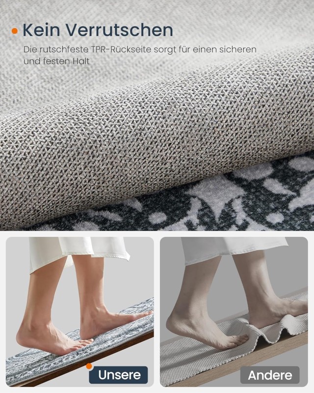 SONGMICS Στρογγυλό Χαλί Boho Ανθρακί Γκρι 120x120cm TAR051G02
