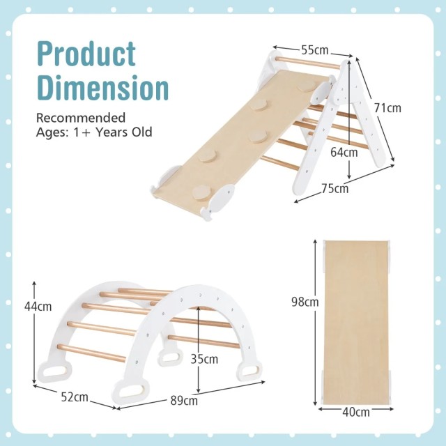Σετ 3 Παιχνίδια Αναρρίχησης 98 x 40 cm- Λευκό TS10167HS Costway