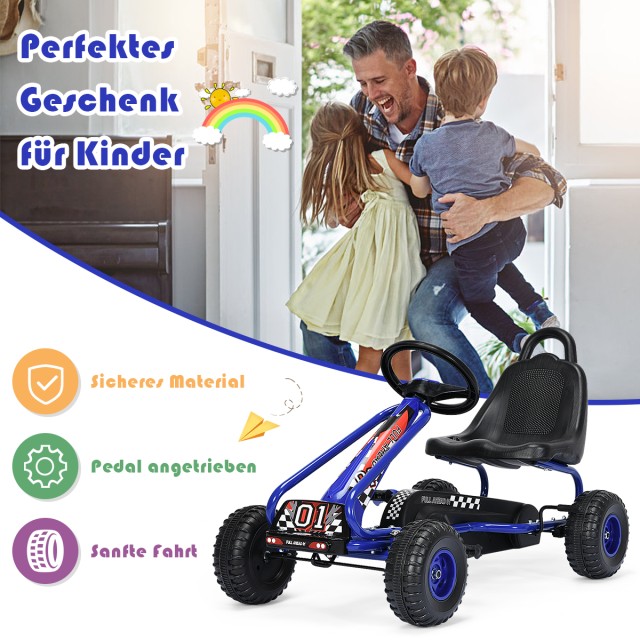 Costway  Παιδικό Ποδήλατο Go Kart με Πεντάλ και Ρυθμιζόμενο Κάθισμα για Ηλικίες 3-6 Ετών TY327797BL