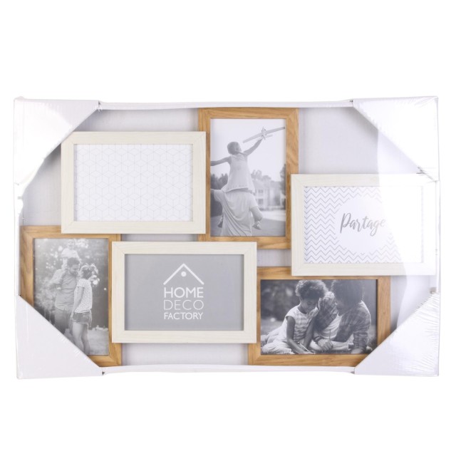 Κορνίζα Κολάζ για 6 Φωτογραφίες 49 x 31,5 x 3,4 cm Μπεζ HD4209 Home Deco Factory