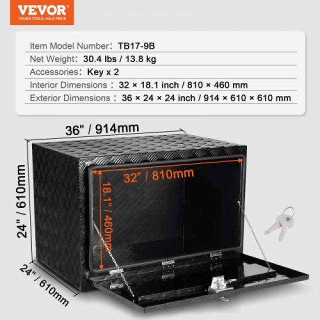 Κουτί Εργαλείων Αλουμινίου VEVOR 36x24x24 για Φορτηγά & Τροχόσπιτα  CDKCGJX23624KJ1CAV0