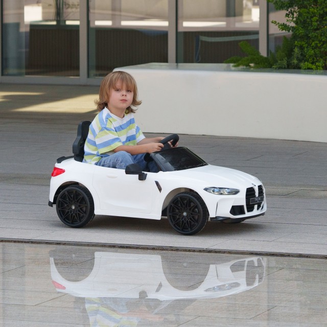 AIYAPLAY Ηλεκτρικό Αυτοκίνητο για Παιδιά με Άδεια BMW M4 με Τηλεχειριστήριο Κόρνα και Φώτα 108x69.5x51 εκ Λευκό370-311V90WT