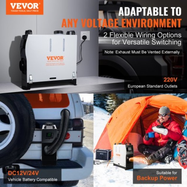 VEVOR Φορητός Πετρελαιοθερμαντήρας 5-8KW με Τηλεχειριστήριο και Οθόνη LCD για Όχημα και Εσωτερικούς Χώρους CYJRQL220V8KWL2YVV2