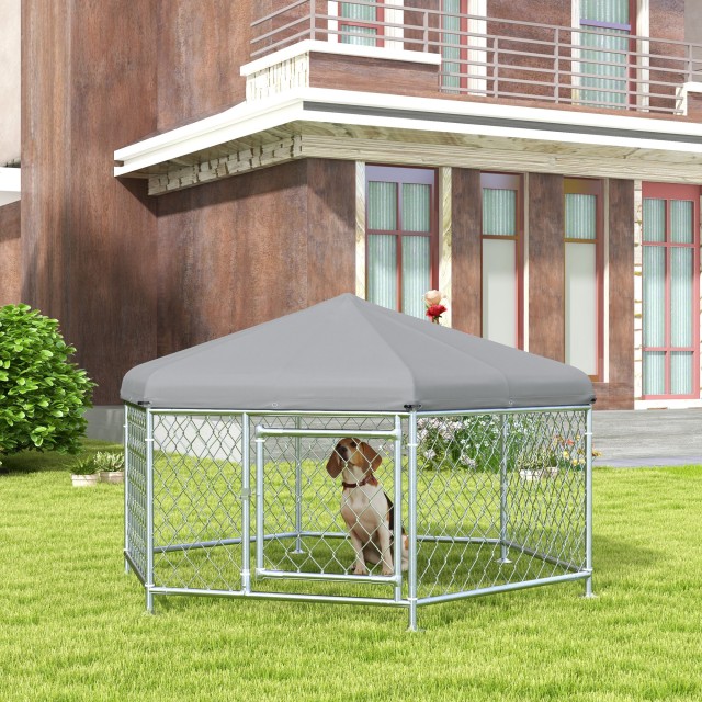 PawHut Kennel για σκύλους μεσαίου μεγέθους με υφασμάτινη οροφή Oxfo...