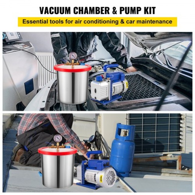 VEVOR Αντλία Κενού 3 CFM 1/4HP & Θάλαμος 3 Γαλονιών για HVAC/A/C  QCKTZKB3CFM1-4J3TV2