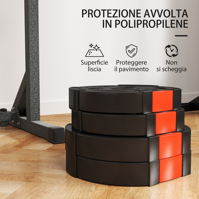 SPORTNOW  Σετ Βαρών με 2 Δίσκους των 10 κιλών και 2 Δίσκους των 5 κιλών από Πολυπροπυλένιο και Άμμο, Ø34x6 εκ. και Ø27x4.5 εκ., Μαύρο  A91-364V02BK