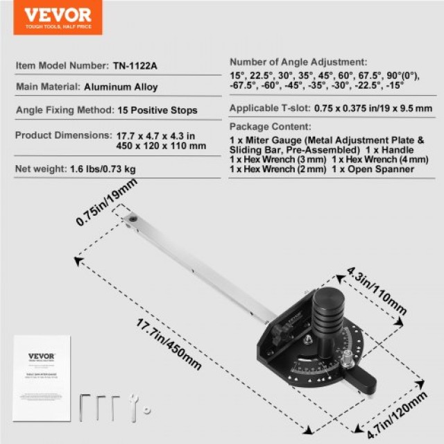 VEVOR Ακριβείας Γωνιοδείκτης για Ξυλουργική  TJXQGBDKS6065VQK9V0