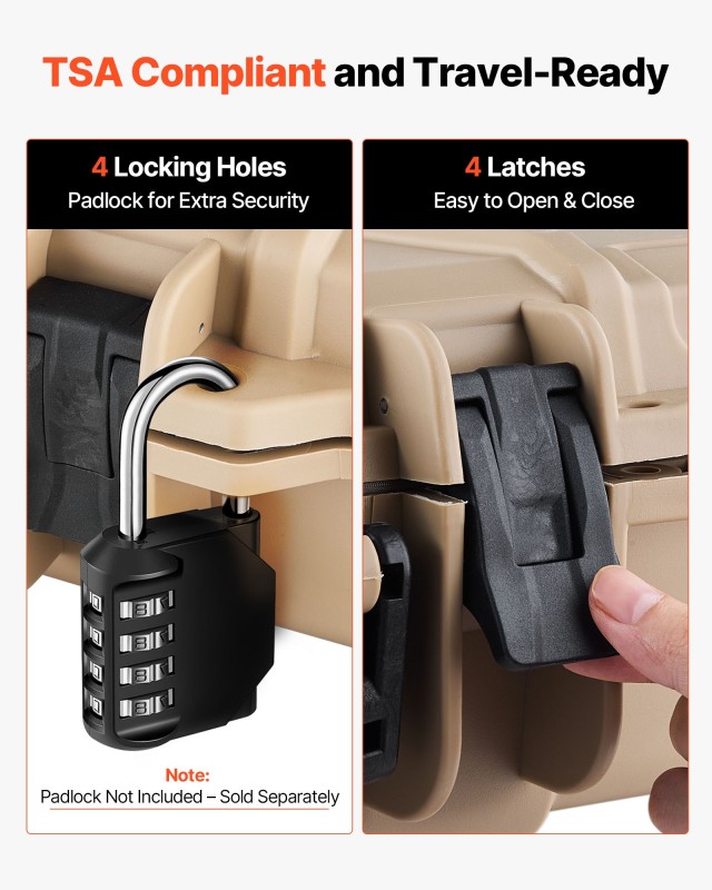 VEVOR Σκληρή Αδιάβροχη & Ανθεκτική στη Σκόνη Θήκη Όπλων με 4 Επίπεδ...