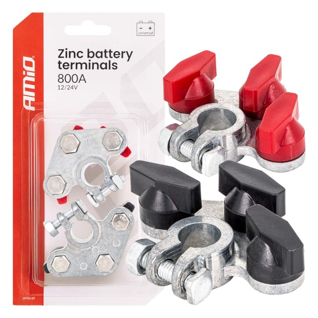 AMIO Σετ 2 τμχ Τερματικοί Ακροδέκτες Μπαταρίας ψευδαργύρου 800ΑΜΡ 0... AMIO Σετ 2 τμχ Τερματικοί Ακροδέκτες Μπαταρίας ψευδαργύρου 800ΑΜΡ 0...