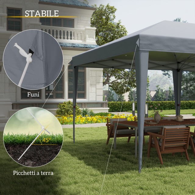 Outsunny  Πτυσσόμενο Κιόσκι Κήπου Pop-up 6x3 m, Σκηνή για Πάρτι με Τσάντα Μεταφοράς, Γκρι  84C-118V03LG