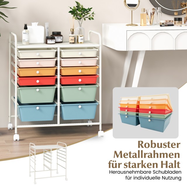 Costway Καρότσι με 12 Στοιβαζόμενα Συρτάρια και Μεταλλικό Πλαίσιο σ... Costway Καρότσι με 12 Στοιβαζόμενα Συρτάρια και Μεταλλικό Πλαίσιο σ...