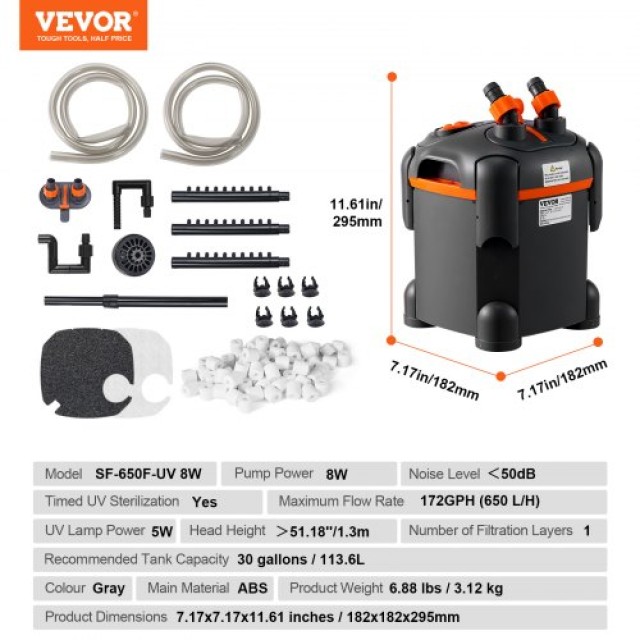 Φίλτρο Ενυδρείου VEVOR 30L με UV Λάμπα 8W - Αθόρυβο  SZXGLQ650LH0PKA6DV2