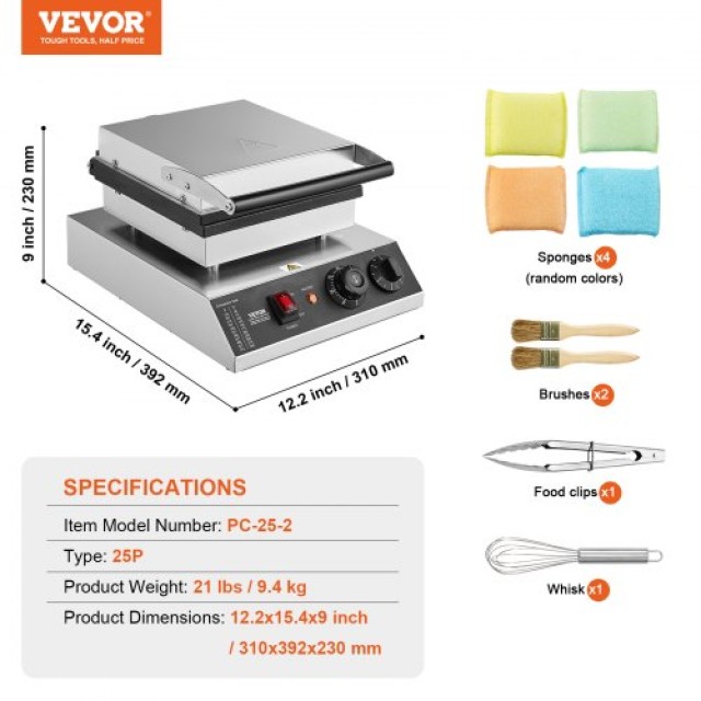 Μηχανή Μίνι Ολλανδικών Pancake 43mm 25τμχ VEVOR 1700W για Επαγγελματική Χρήση  SYJBJDP25KF07JF6PV2