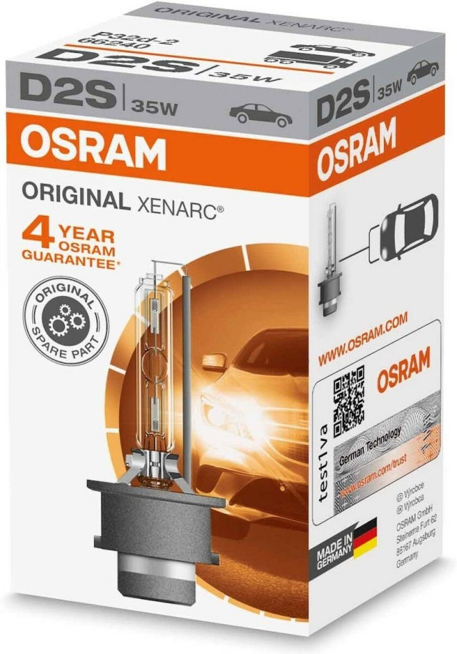 Λάμπα Xenon 35W για Αυτοκίνητα Original Xenarc D2S 4100K Φυσικό Λευκό 85V 66240 OSRAM