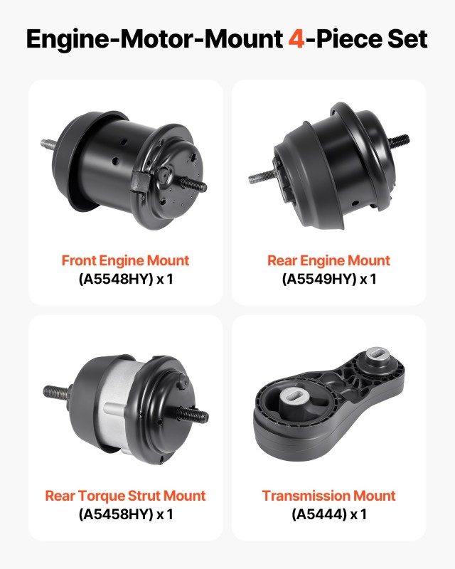 VEVOR Σετ Στήριξης Κινητήρα & Κιβωτίου, 4 Τεμάχια, Συμβατό με Chevr...