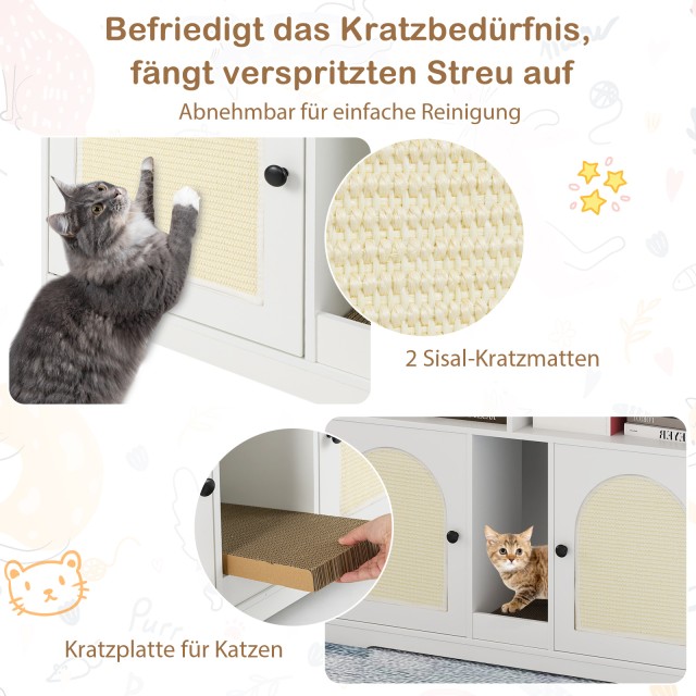 Costway Λευκός Κρυφός Ντουλάπι-Κατοικίδιο Γατών για 2 Γάτες με Αποθ...