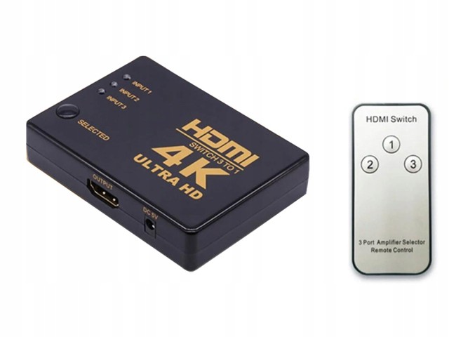 Verk Group Διακόπτης Διαχωριστής 3x σε 1 HDMI 4K UHD με Τηλεχειριστ...