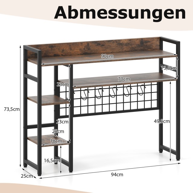 Costway Ραφιέρα Γραφείου με 4 Επιφάνειες & 6 Γάντζους 94 x 25 x 74... Costway Ραφιέρα Γραφείου με 4 Επιφάνειες & 6 Γάντζους 94 x 25 x 74...