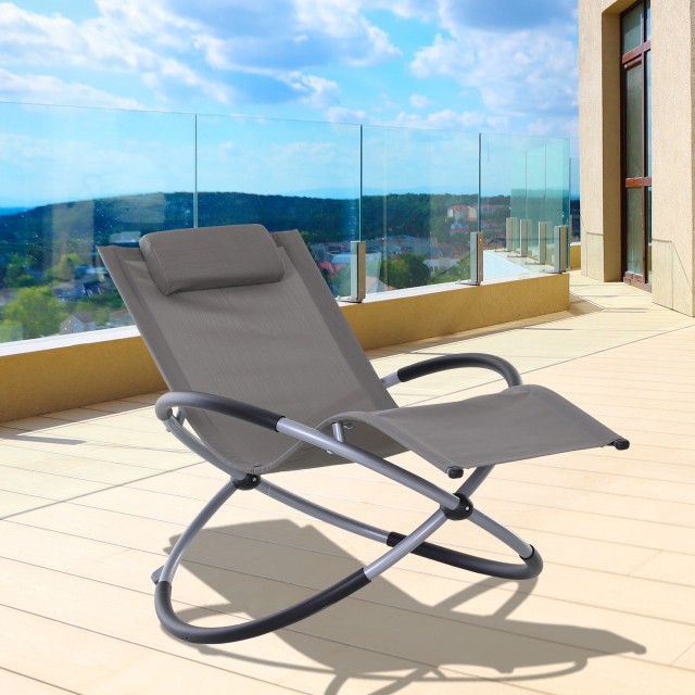 Κουνιστή πολυθρόνα Outsunny σε γκρι Texilene Zero-Gravity 154x80x84cm 84A-079GY