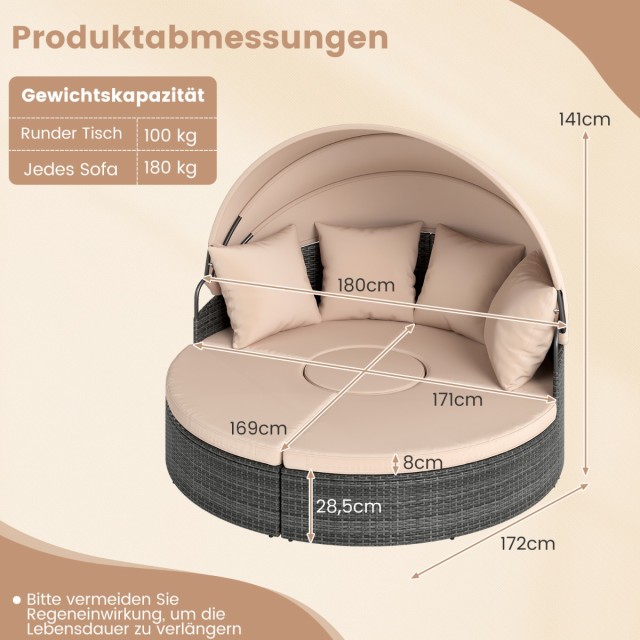 Costway Καρέκλα Ξαπλώστρας Ήλιου με Οροφή & Τραπέζι & Μαξιλάρια Καθ... Costway Καρέκλα Ξαπλώστρας Ήλιου με Οροφή & Τραπέζι & Μαξιλάρια Καθ...
